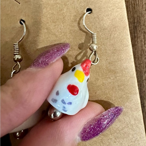 🐓 Cute Ceramic Chicken Shaped Earrings 🐓 - Picture 1 of 4